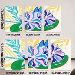 2D flat 1pc vibrant floral bloom painting abstract wall art modern farmhouse living room bedroom decor gallery wrapped canvas beautiful statement piece