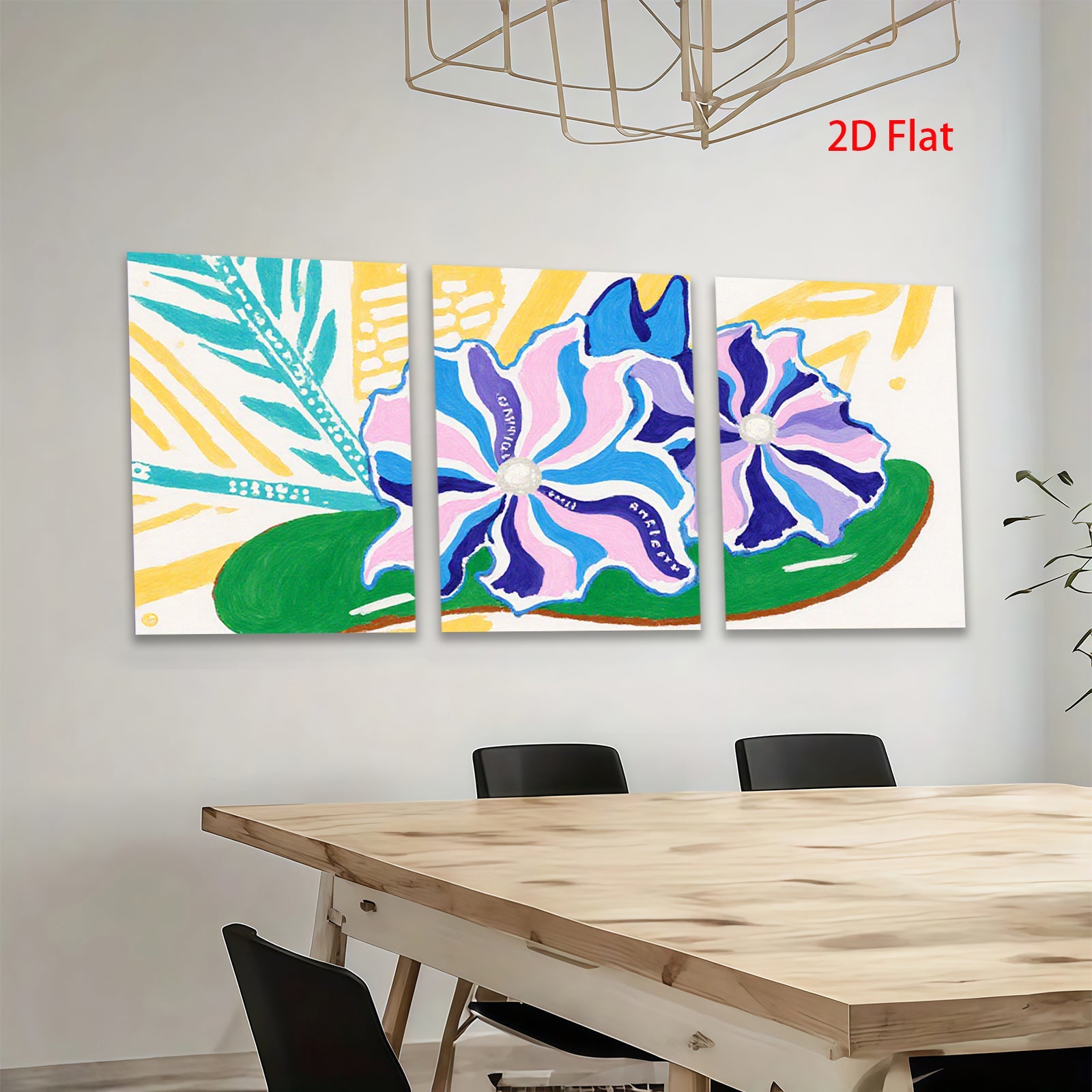 2D flat 1pc vibrant floral bloom painting abstract wall art modern farmhouse living room bedroom decor gallery wrapped canvas beautiful statement piece