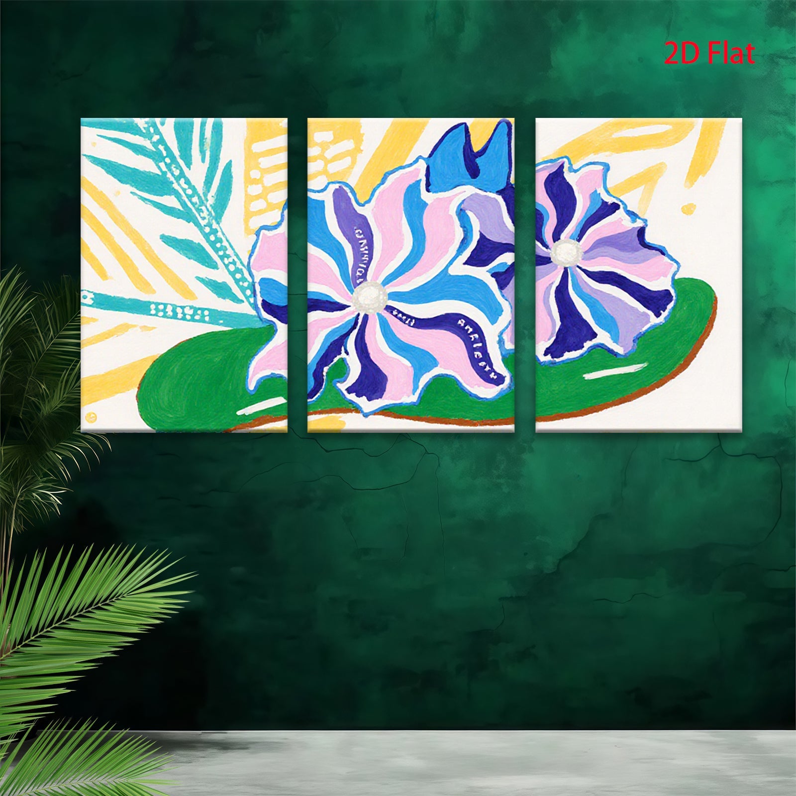 2D flat 1pc vibrant floral bloom painting abstract wall art modern farmhouse living room bedroom decor gallery wrapped canvas beautiful statement piece