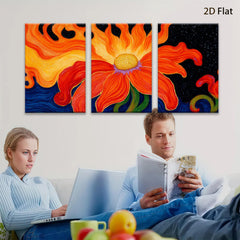 2D flat 1pc vibrant floral bloom wall art canvas print for living room bedroom home decor farmhouse style gallery wrapped modern abstract