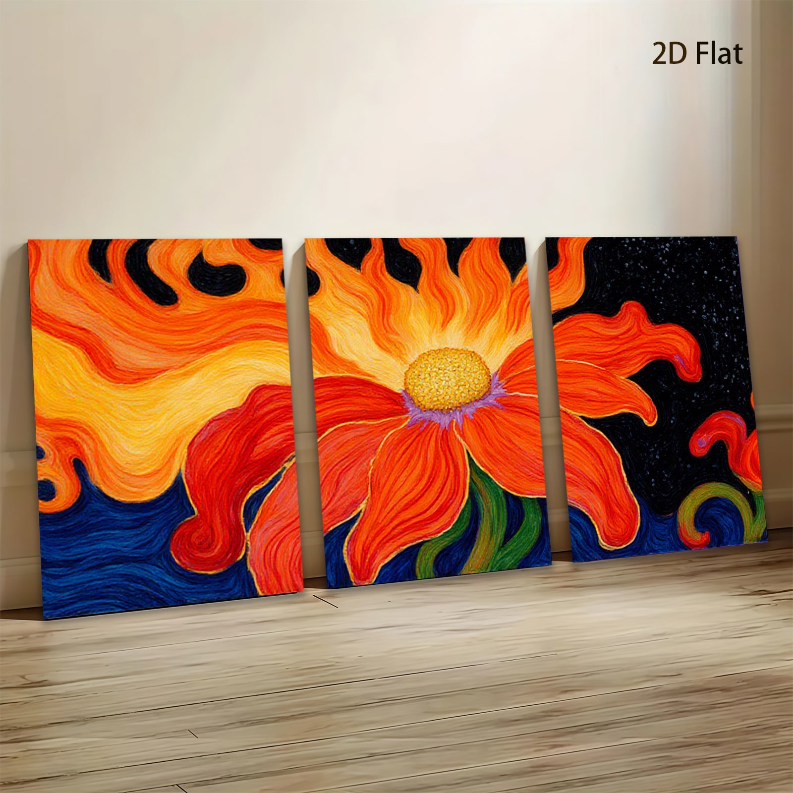 2D flat 1pc vibrant floral bloom wall art canvas print for living room bedroom home decor farmhouse style gallery wrapped modern abstract