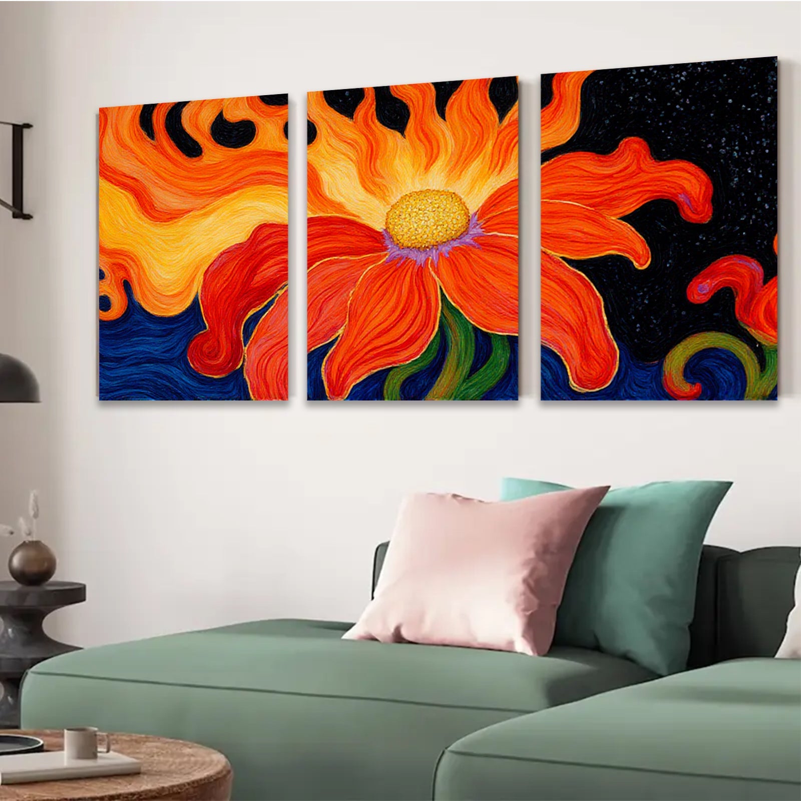 2D flat 1pc vibrant floral bloom wall art canvas print for living room bedroom home decor farmhouse style gallery wrapped modern abstract