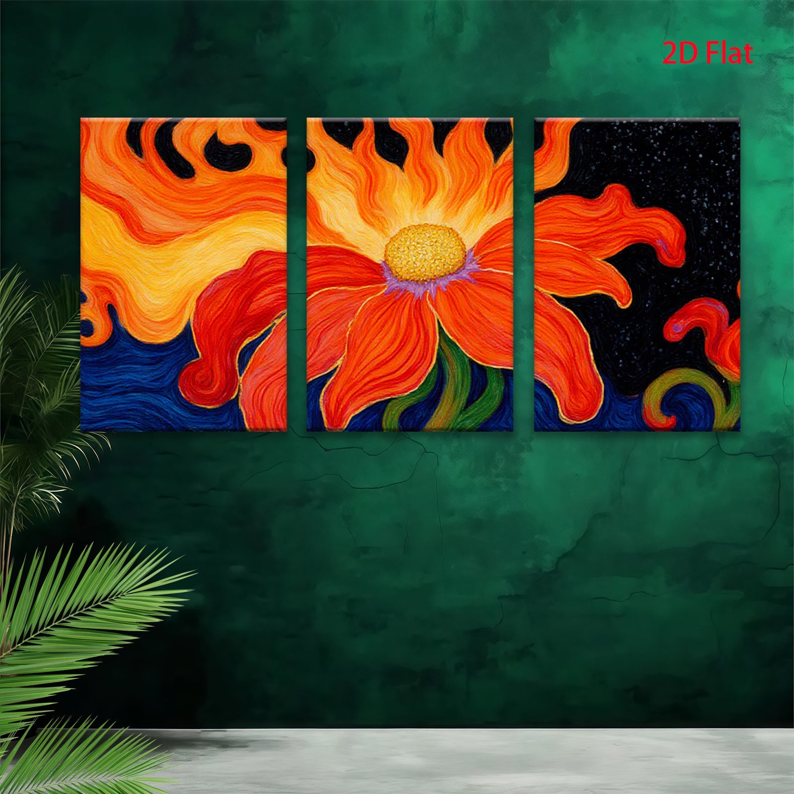 2D flat 1pc vibrant floral bloom wall art canvas print for living room bedroom home decor farmhouse style gallery wrapped modern abstract