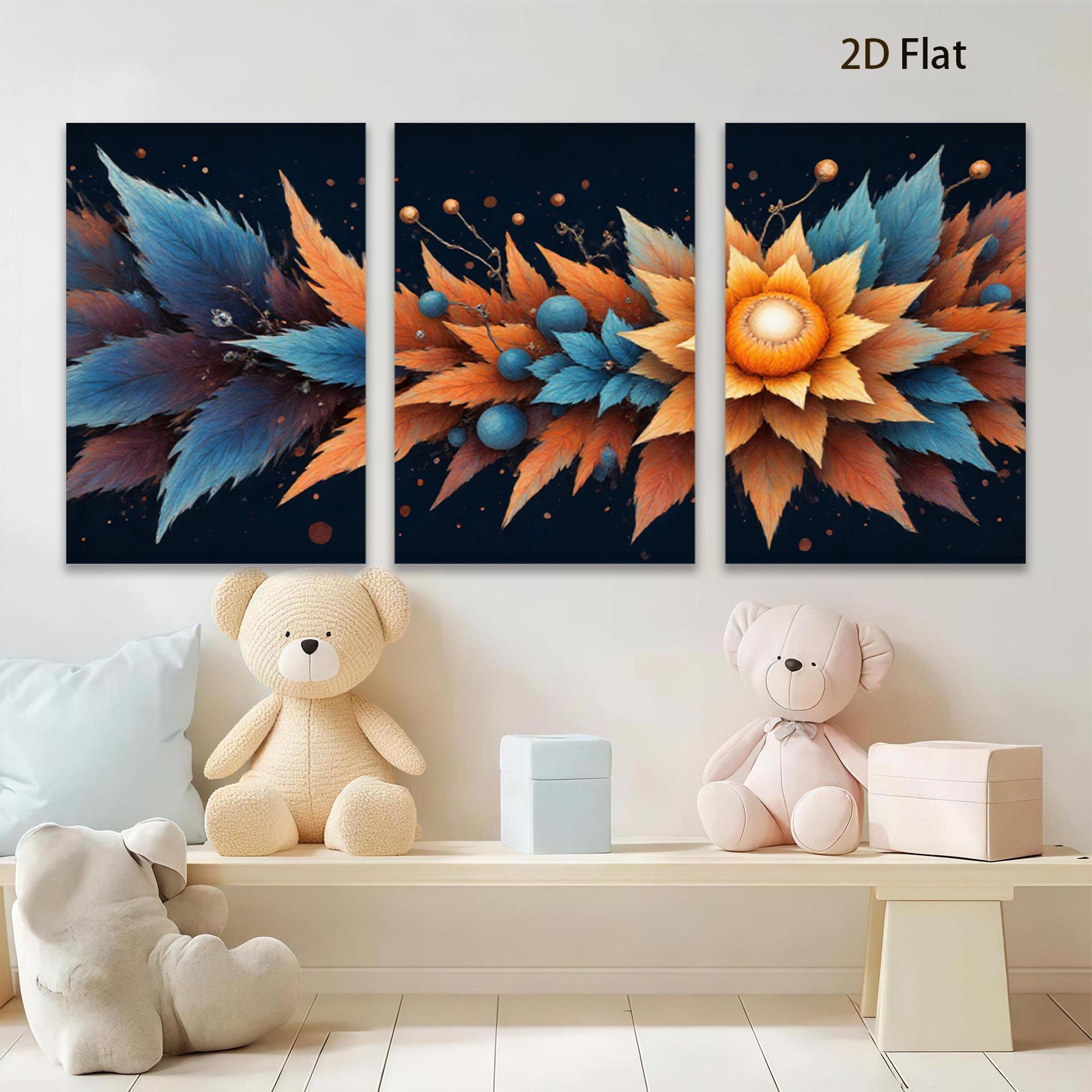 2D flat 1pc vibrant floral bloom wall art canvas prints for living room bedroom home decor modern farmhouse style gallery wrapped ready to hang