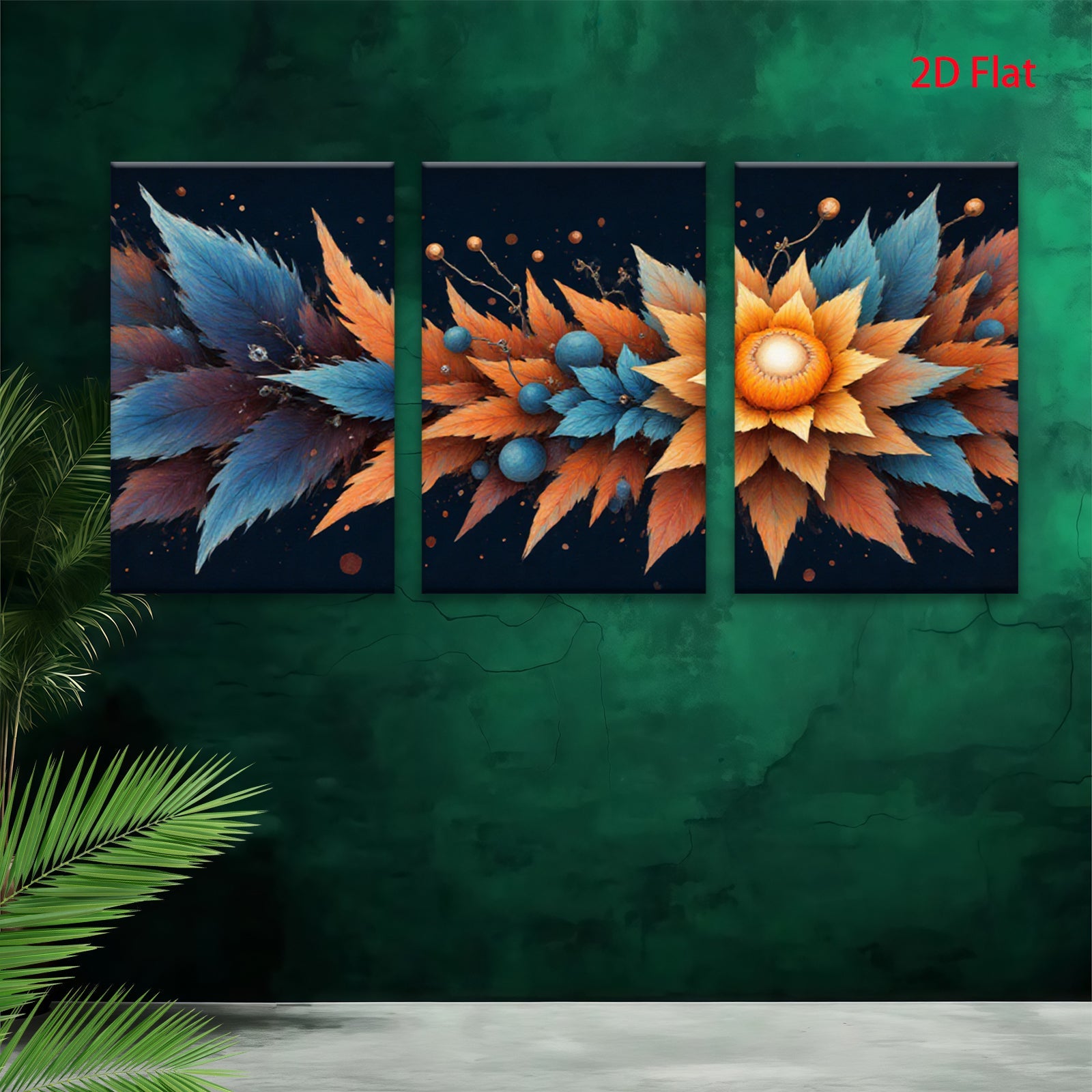 2D flat 1pc vibrant floral bloom wall art canvas prints for living room bedroom home decor modern farmhouse style gallery wrapped ready to hang