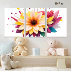 2D flat 1pc vibrant floral bloom wall art for living room bedroom home decor farmhouse style modern botanical prints canvas paintings