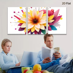 2D flat 1pc vibrant floral bloom wall art for living room bedroom home decor farmhouse style modern botanical prints canvas paintings