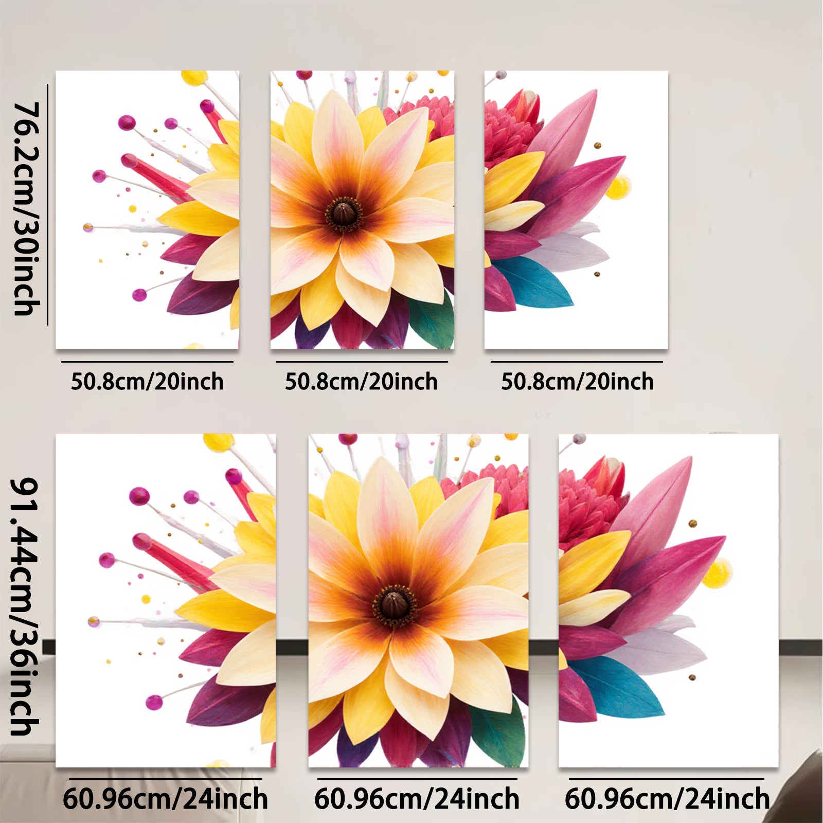 2D flat 1pc vibrant floral bloom wall art for living room bedroom home decor farmhouse style modern botanical prints canvas paintings