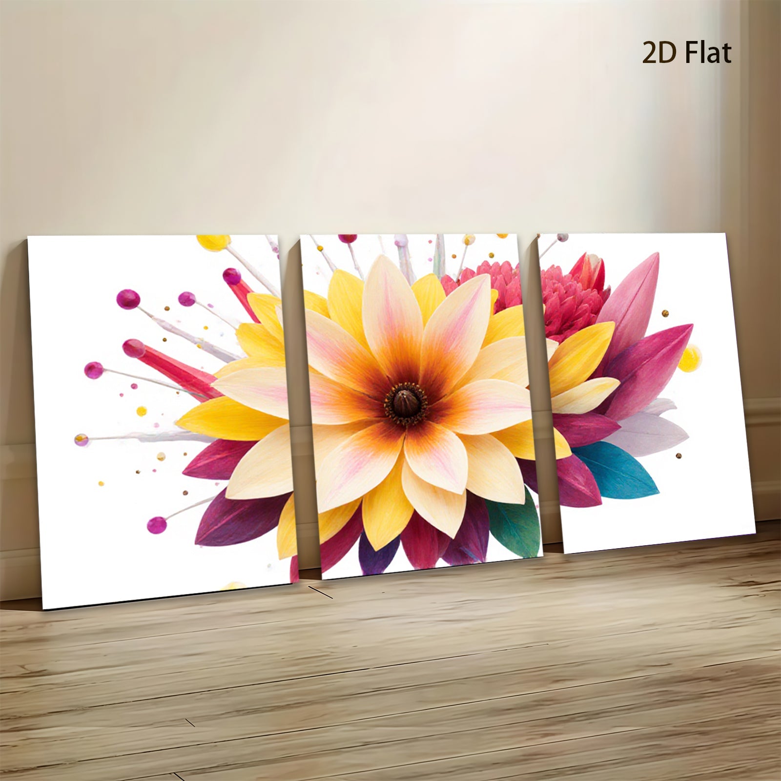 2D flat 1pc vibrant floral bloom wall art for living room bedroom home decor farmhouse style modern botanical prints canvas paintings