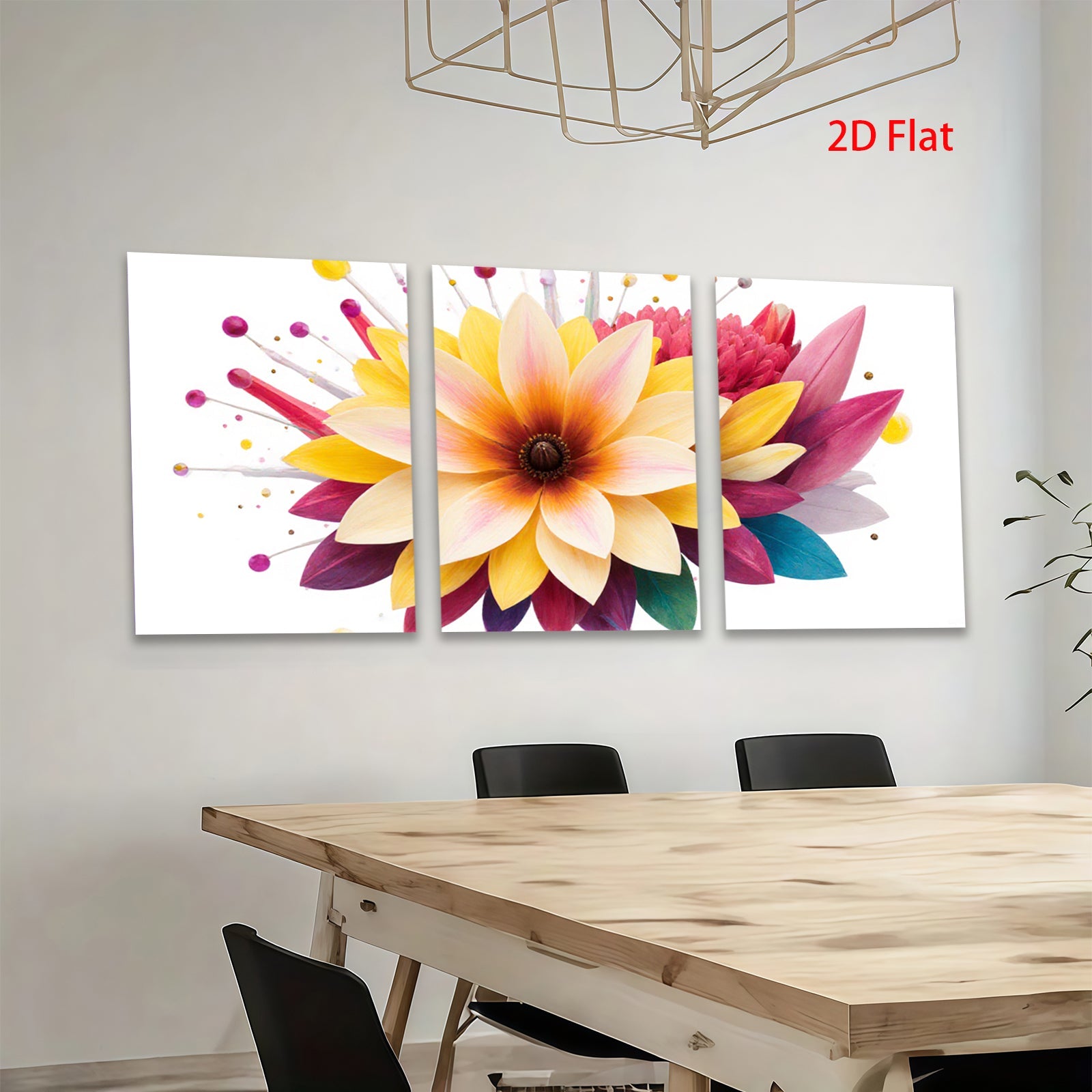 2D flat 1pc vibrant floral bloom wall art for living room bedroom home decor farmhouse style modern botanical prints canvas paintings