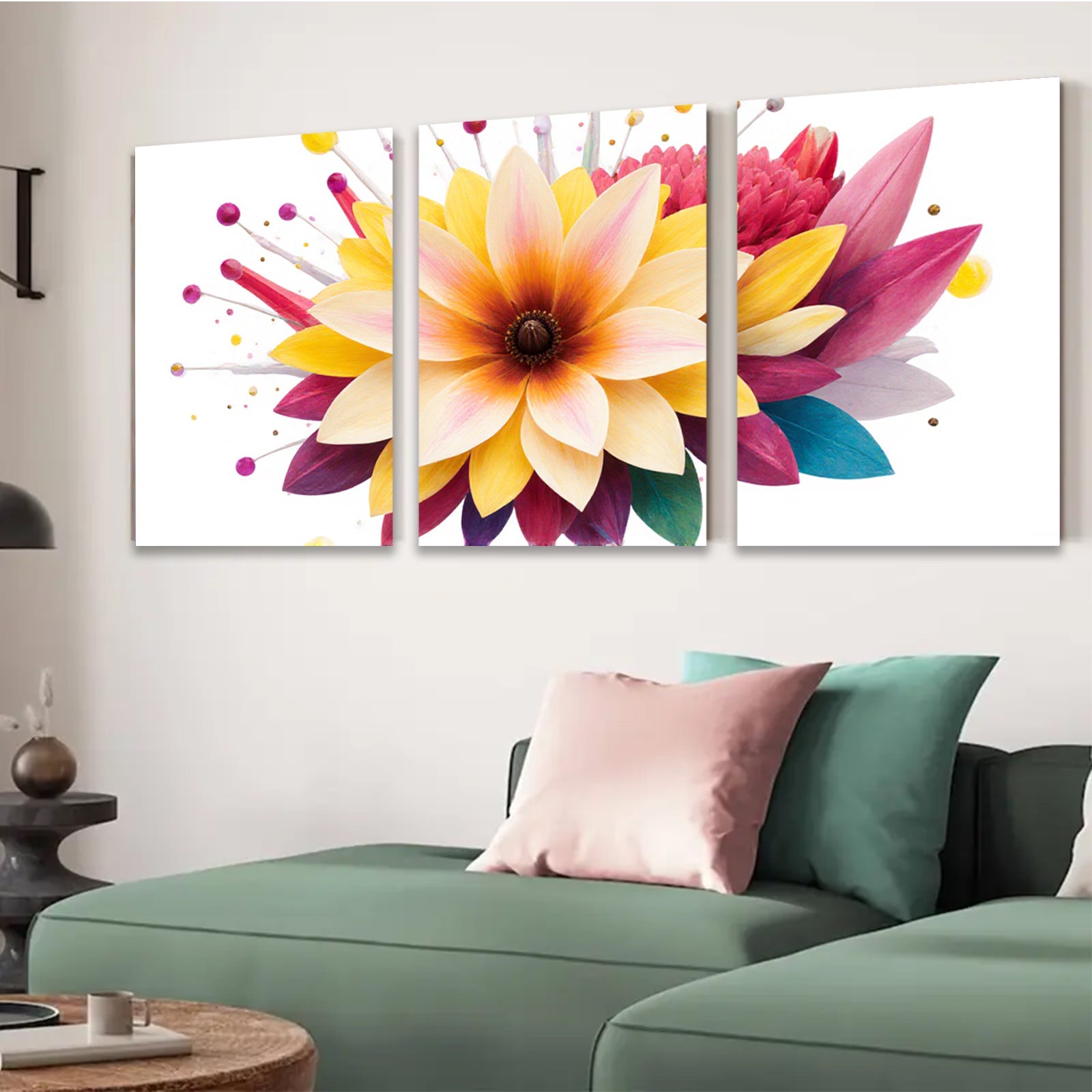 2D flat 1pc vibrant floral bloom wall art for living room bedroom home decor farmhouse style modern botanical prints canvas paintings