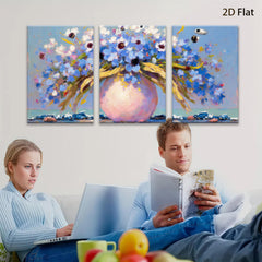 2D flat 1pc vibrant floral bouquet painting farmhouse wall decor living room bedroom art modern canvas prints gallery wrapped ready to hang