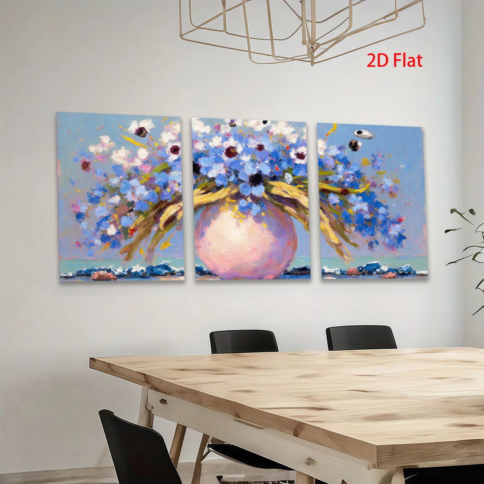 2D flat 1pc vibrant floral bouquet painting farmhouse wall decor living room bedroom art modern canvas prints gallery wrapped ready to hang