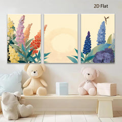2D flat 1pc vibrant floral bouquet painting wildflowers botanical art gallery wall decor farmhouse style living room bedroom office modern farmhouse chic