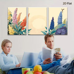 2D flat 1pc vibrant floral bouquet painting wildflowers botanical art gallery wall decor farmhouse style living room bedroom office modern farmhouse chic