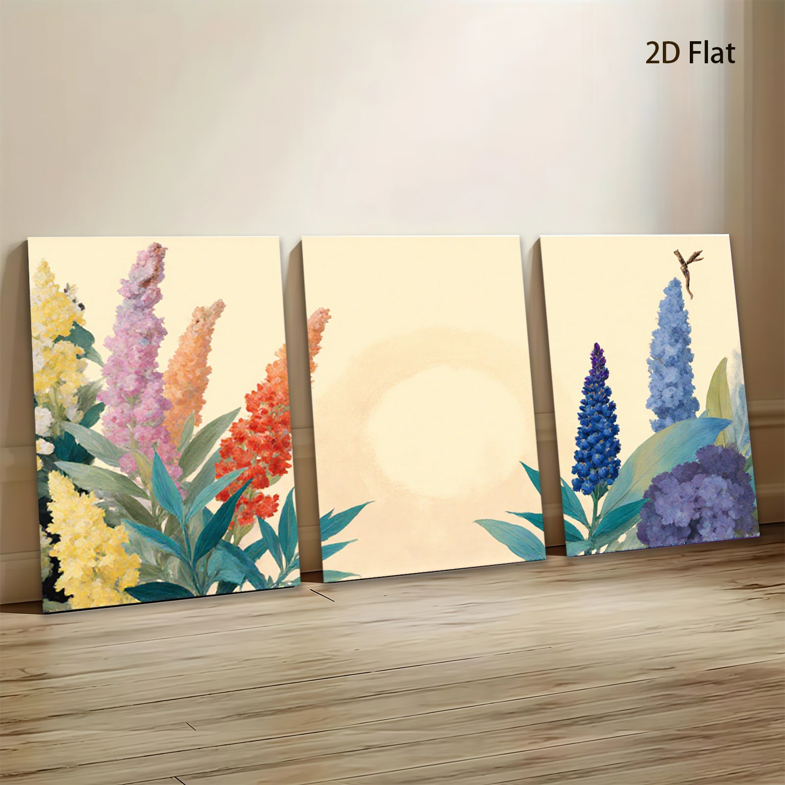 2D flat 1pc vibrant floral bouquet painting wildflowers botanical art gallery wall decor farmhouse style living room bedroom office modern farmhouse chic