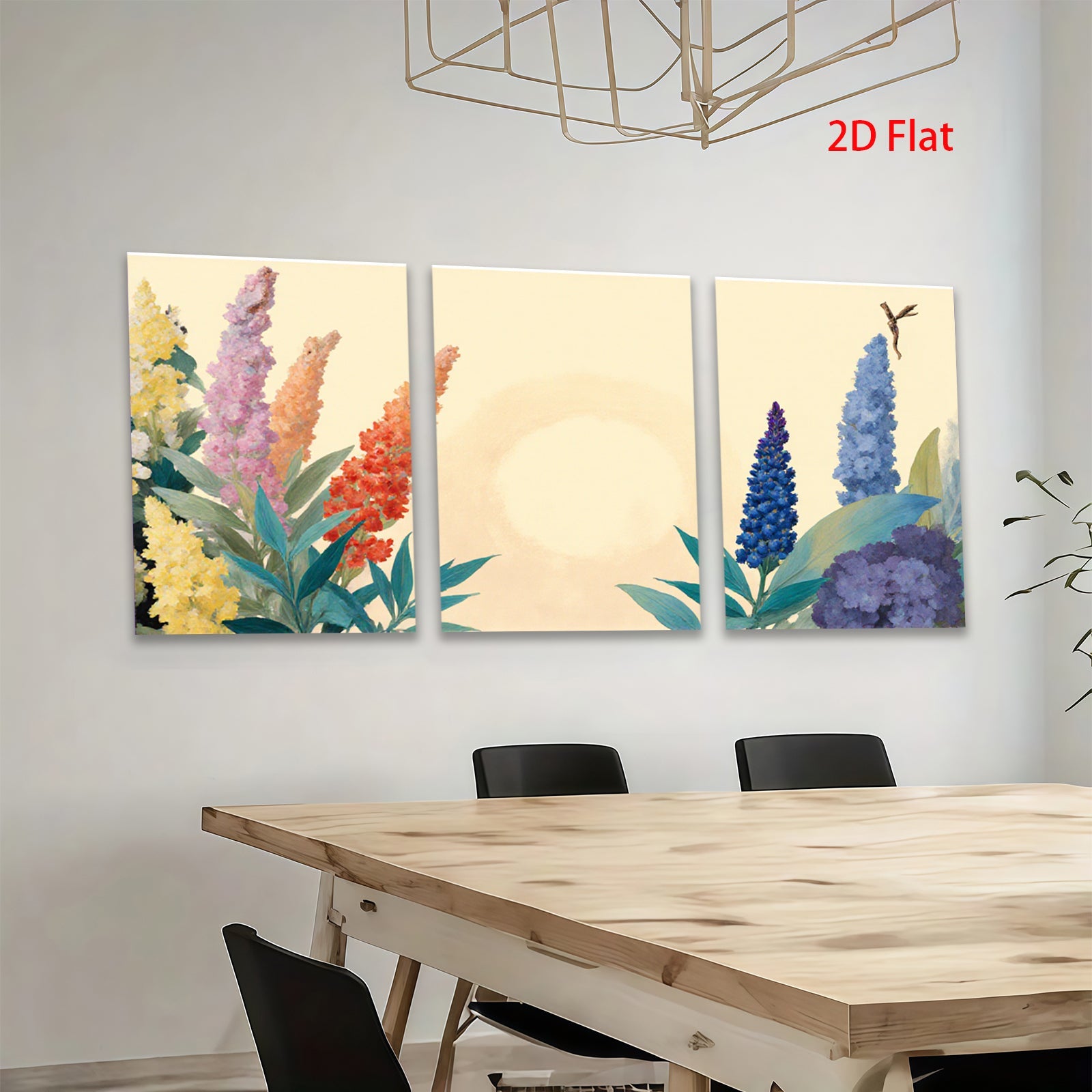 2D flat 1pc vibrant floral bouquet painting wildflowers botanical art gallery wall decor farmhouse style living room bedroom office modern farmhouse chic
