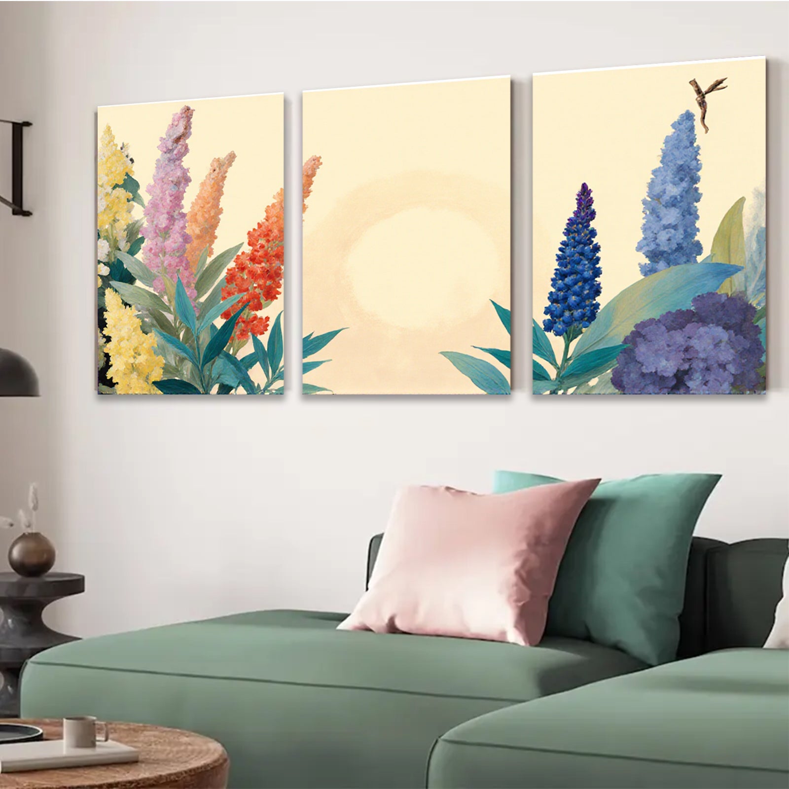 2D flat 1pc vibrant floral bouquet painting wildflowers botanical art gallery wall decor farmhouse style living room bedroom office modern farmhouse chic