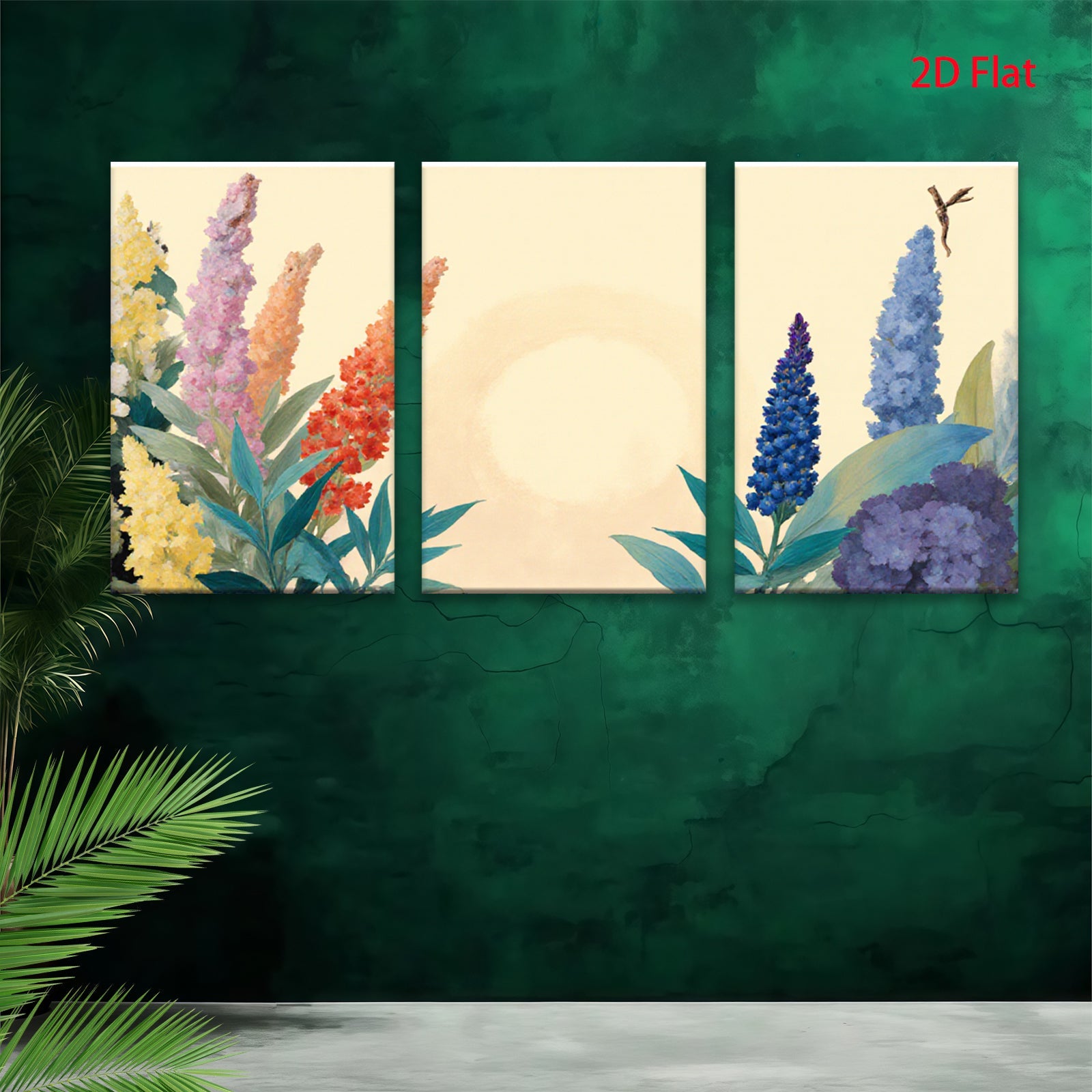 2D flat 1pc vibrant floral bouquet painting wildflowers botanical art gallery wall decor farmhouse style living room bedroom office modern farmhouse chic