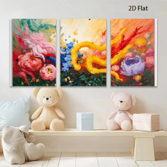 2D flat 1pc vibrant floral burst abstract botanical wall art for living room bedroom home decor farmhouse style modern gallery wrapped canvas print