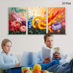 2D flat 1pc vibrant floral burst abstract botanical wall art for living room bedroom home decor farmhouse style modern gallery wrapped canvas print