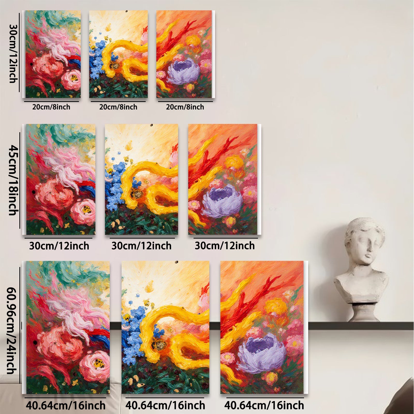 2D flat 1pc vibrant floral burst abstract botanical wall art for living room bedroom home decor farmhouse style modern gallery wrapped canvas print