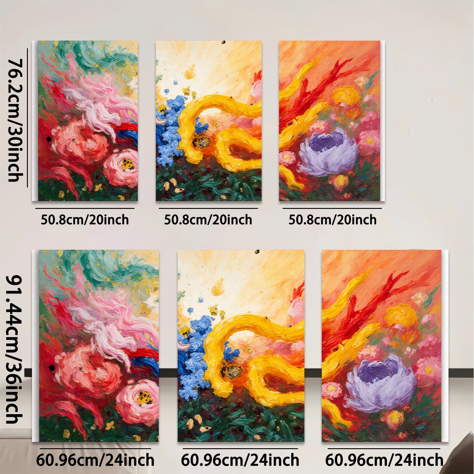 2D flat 1pc vibrant floral burst abstract botanical wall art for living room bedroom home decor farmhouse style modern gallery wrapped canvas print