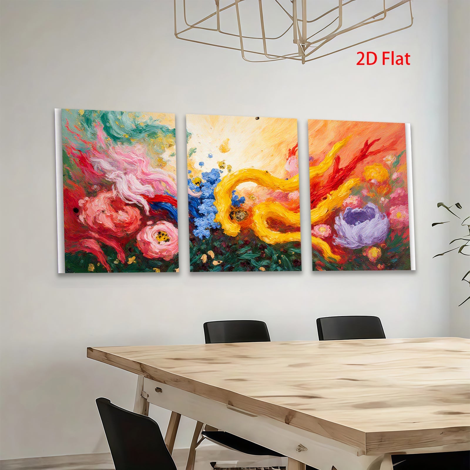 2D flat 1pc vibrant floral burst abstract botanical wall art for living room bedroom home decor farmhouse style modern gallery wrapped canvas print