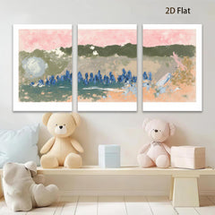 2D flat 1pc vibrant floral field landscape wall art modern farmhouse decor living room bedroom office gallery wrapped canvas print botanical statement piece