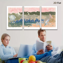 2D flat 1pc vibrant floral field landscape wall art modern farmhouse decor living room bedroom office gallery wrapped canvas print botanical statement piece