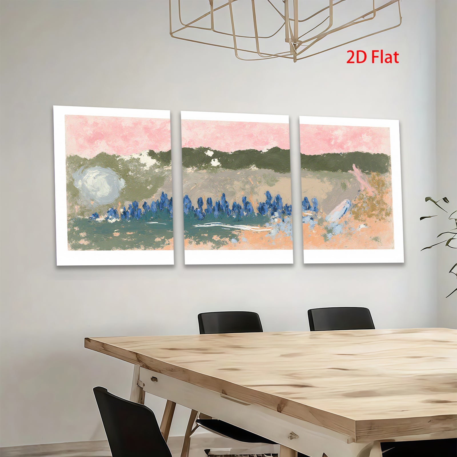 2D flat 1pc vibrant floral field landscape wall art modern farmhouse decor living room bedroom office gallery wrapped canvas print botanical statement piece