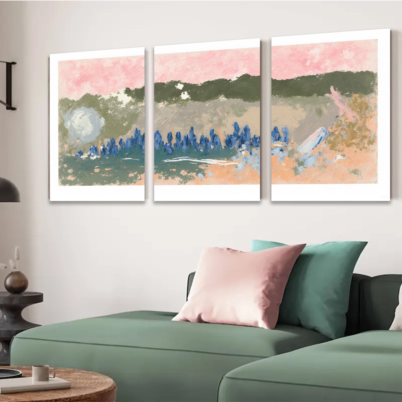 2D flat 1pc vibrant floral field landscape wall art modern farmhouse decor living room bedroom office gallery wrapped canvas print botanical statement piece