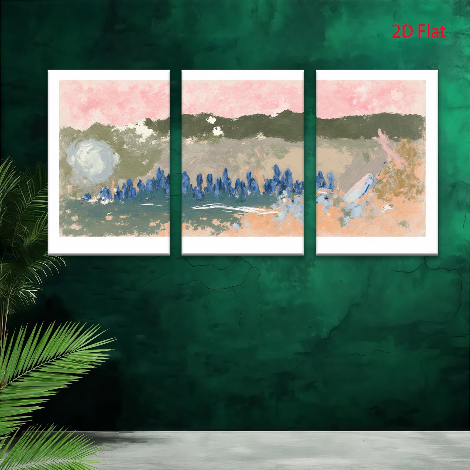 2D flat 1pc vibrant floral field landscape wall art modern farmhouse decor living room bedroom office gallery wrapped canvas print botanical statement piece