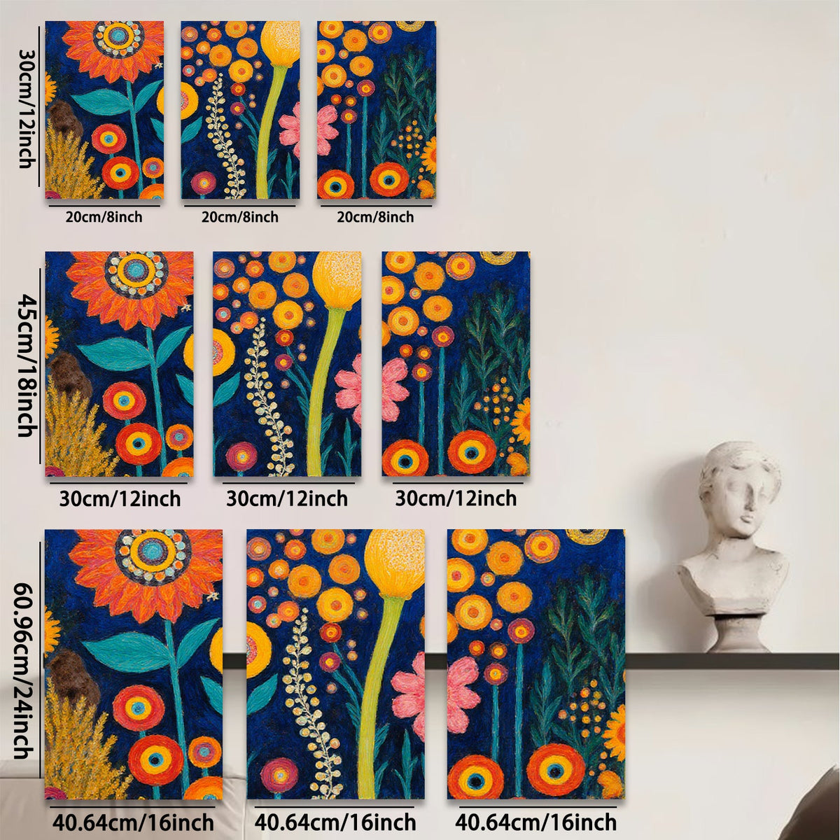 2D flat 1pc vibrant floral meadow botanical art wall decor living room bedroom office farmhouse style gallery wrapped canvas print