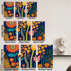 2D flat 1pc vibrant floral meadow botanical art wall decor living room bedroom office farmhouse style gallery wrapped canvas print