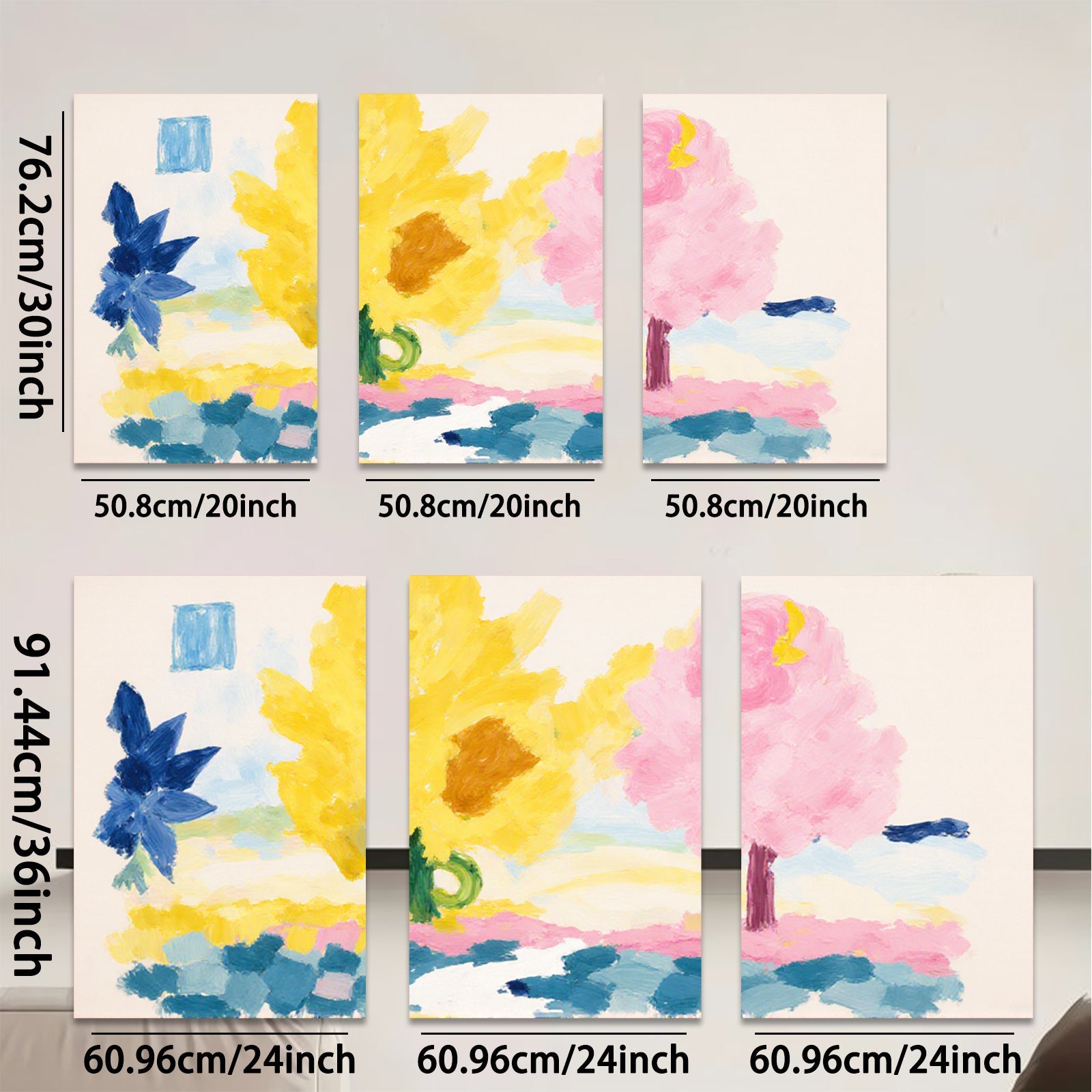 2D flat 1pc vibrant floral meadow landscape wall art for living room bedroom gallery wrapped canvas modern farmhouse style cozy home decor