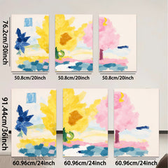 2D flat 1pc vibrant floral meadow landscape wall art for living room bedroom gallery wrapped canvas modern farmhouse style cozy home decor