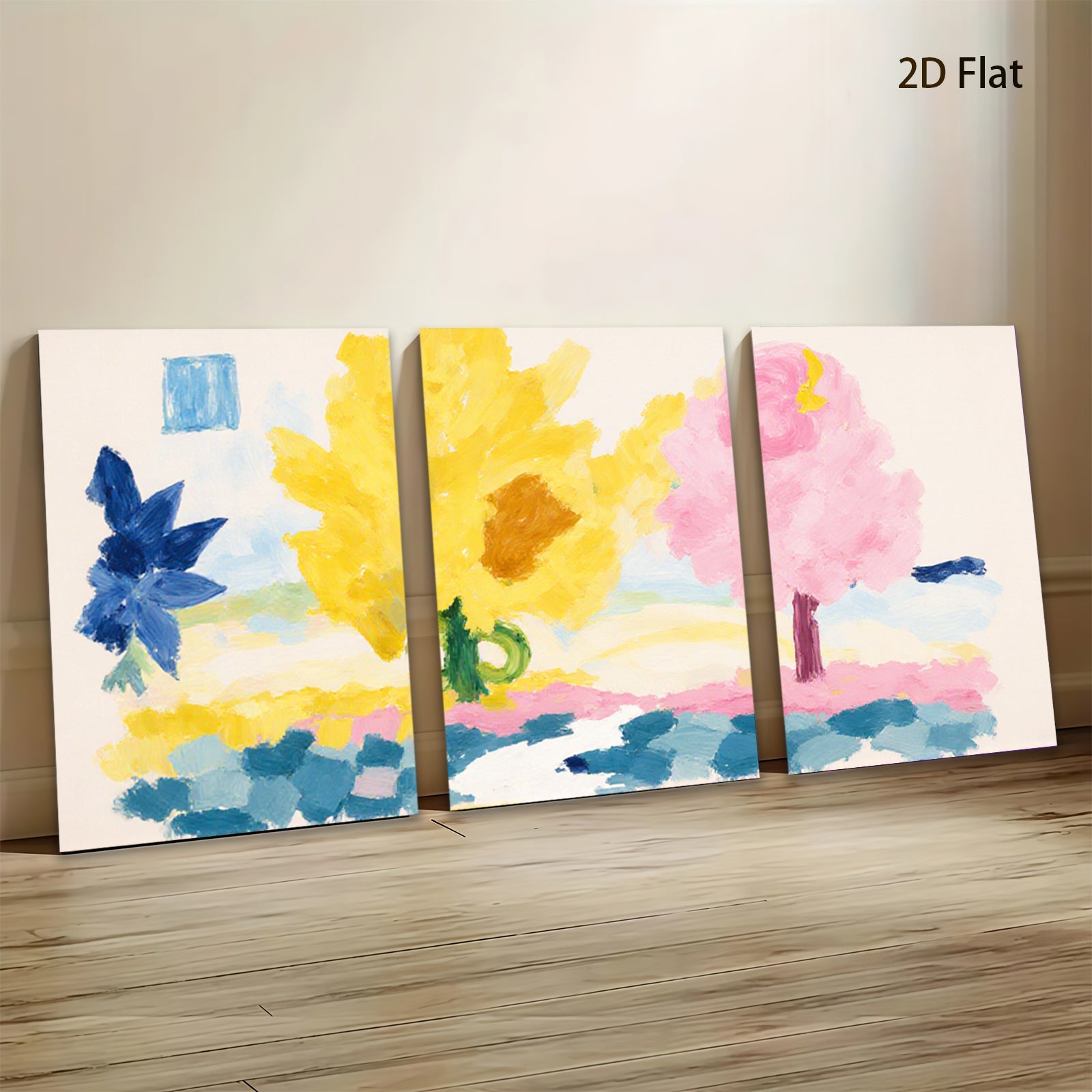 2D flat 1pc vibrant floral meadow landscape wall art for living room bedroom gallery wrapped canvas modern farmhouse style cozy home decor