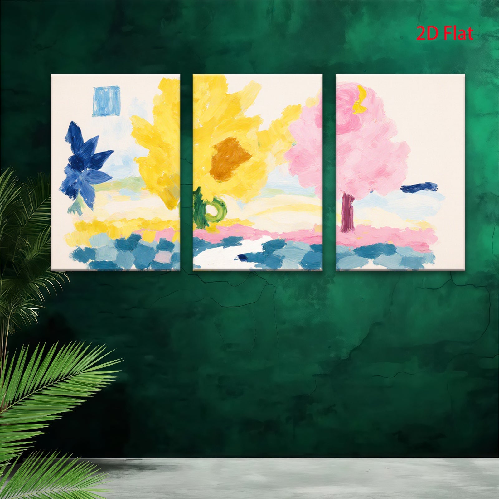 2D flat 1pc vibrant floral meadow landscape wall art for living room bedroom gallery wrapped canvas modern farmhouse style cozy home decor