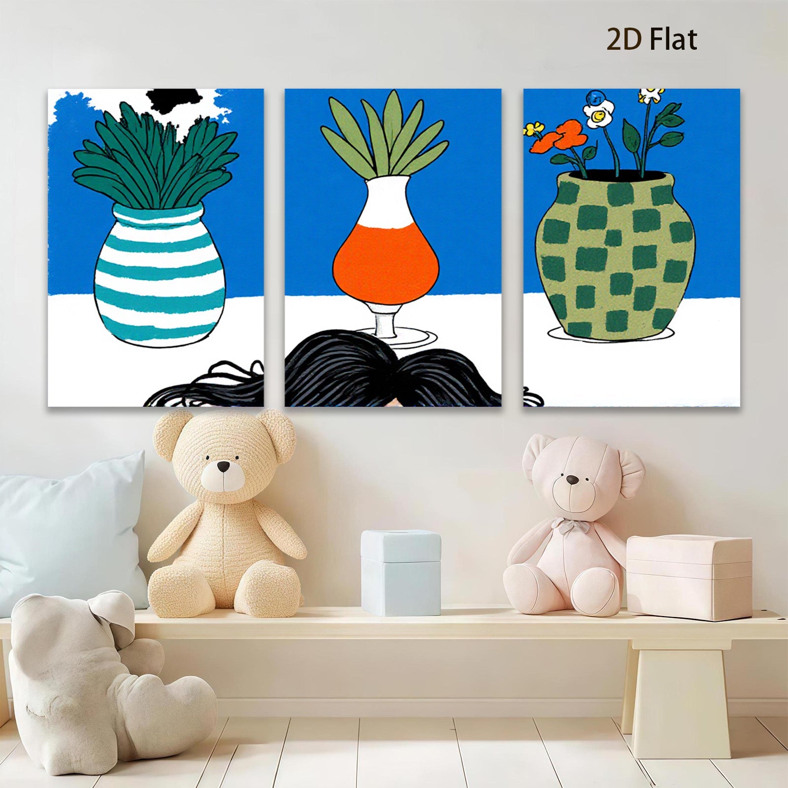 2D flat 1pc vibrant floral still life botanical artwork gallery wall decor farmhouse living room bedroom modern minimalist canvas print