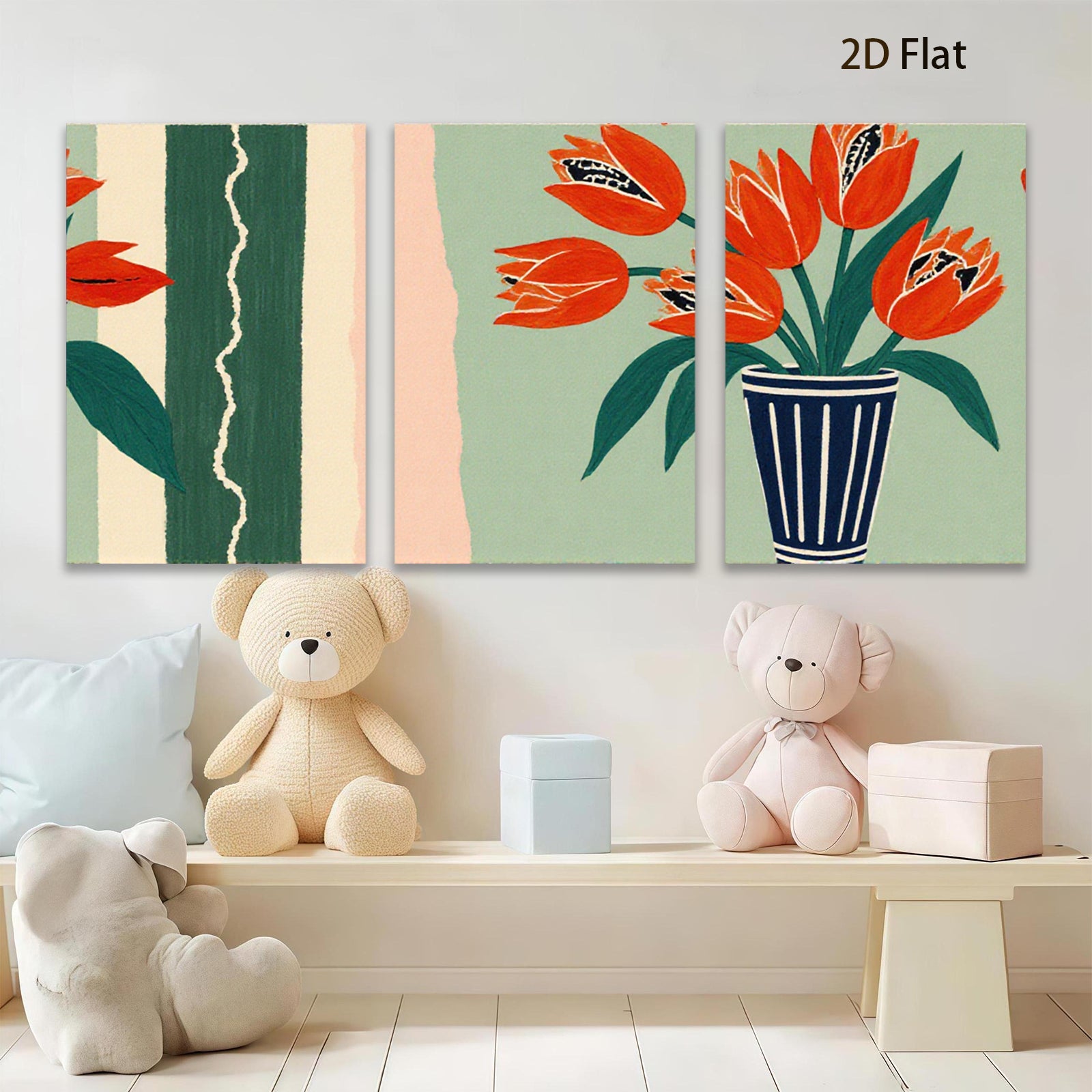 2D flat 1pc vibrant floral still life painting botanical artwork for living room bedroom home office wall decor farmhouse style modern gallery wrapped canvas