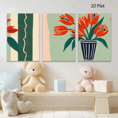 2D flat 1pc vibrant floral still life painting botanical artwork for living room bedroom home office wall decor farmhouse style modern gallery wrapped canvas