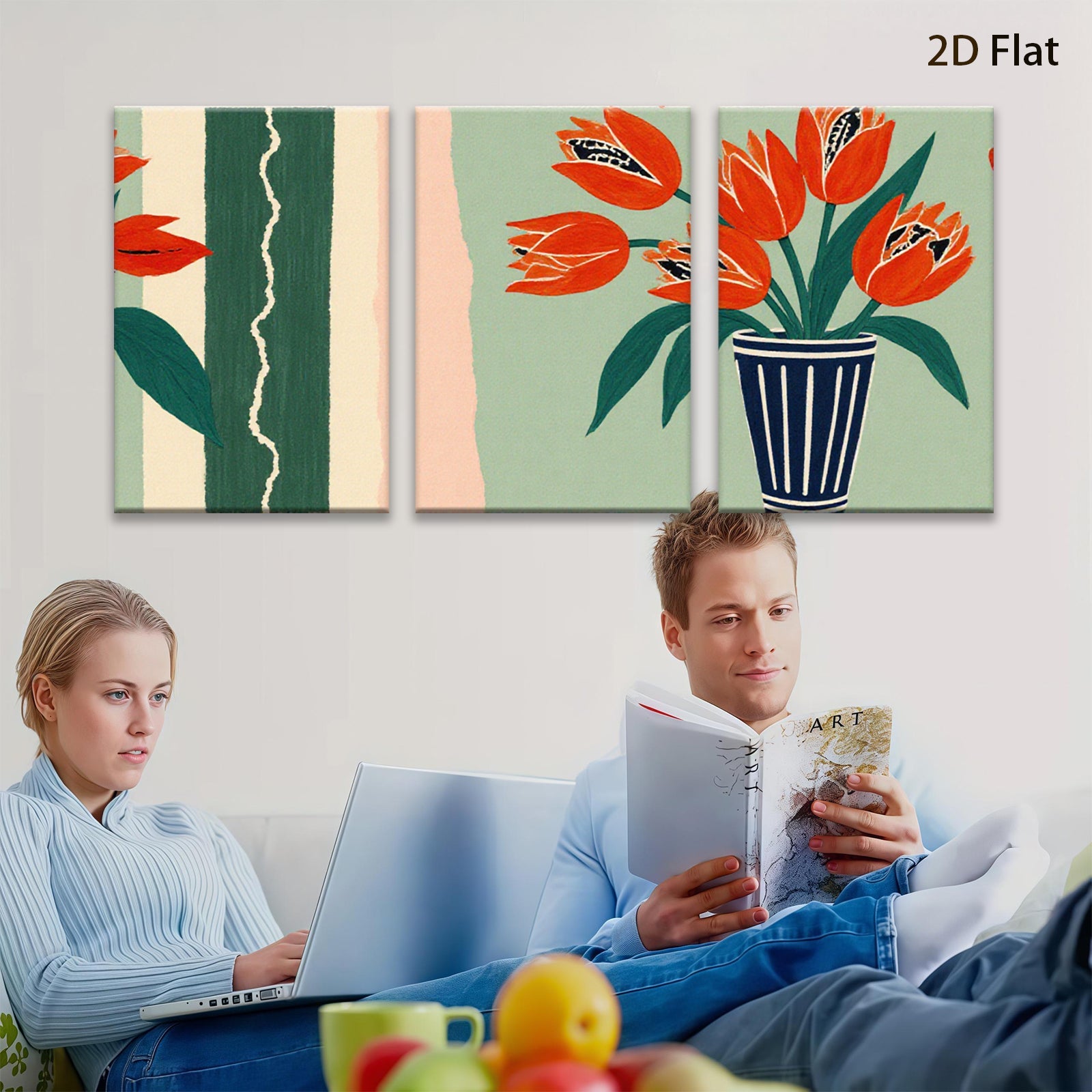 2D flat 1pc vibrant floral still life painting botanical artwork for living room bedroom home office wall decor farmhouse style modern gallery wrapped canvas