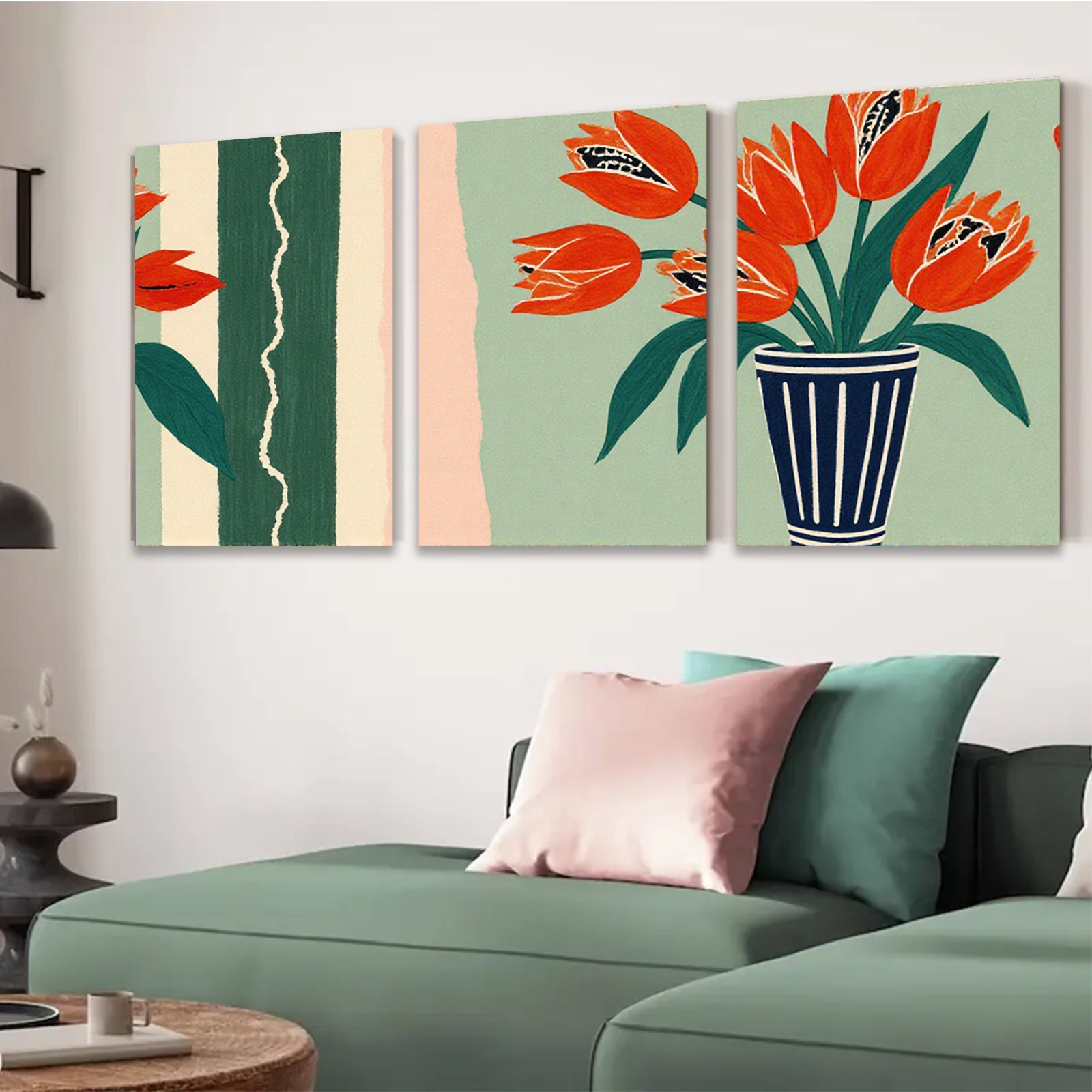 2D flat 1pc vibrant floral still life painting botanical artwork for living room bedroom home office wall decor farmhouse style modern gallery wrapped canvas