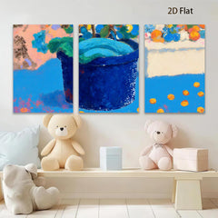 2D flat 1pc vibrant floral still life painting botanical wall decor farmhouse kitchen dining room living room gallery wrapped canvas print modern art
