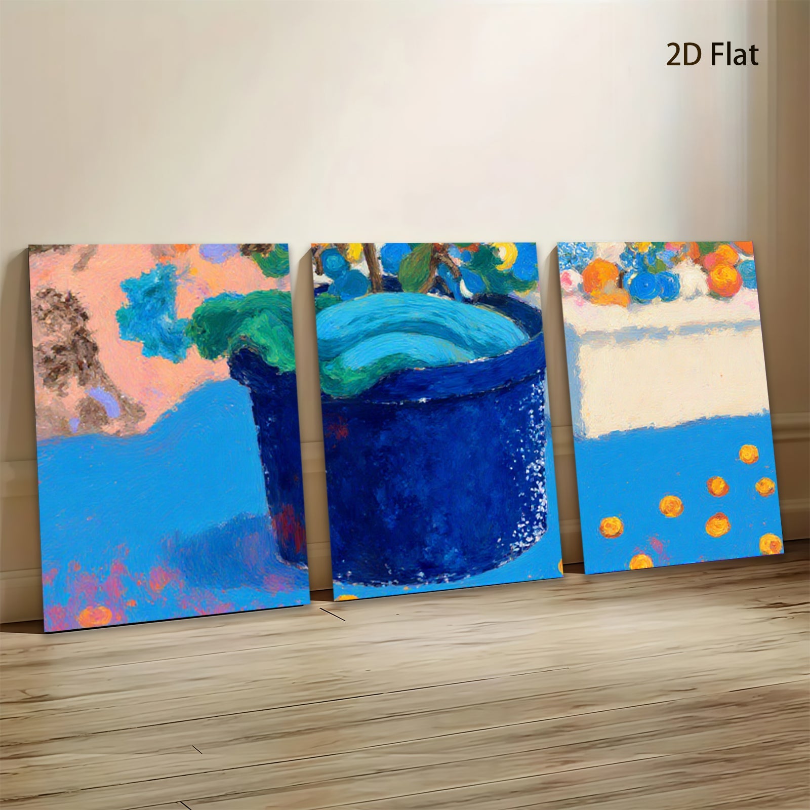 2D flat 1pc vibrant floral still life painting botanical wall decor farmhouse kitchen dining room living room gallery wrapped canvas print modern art