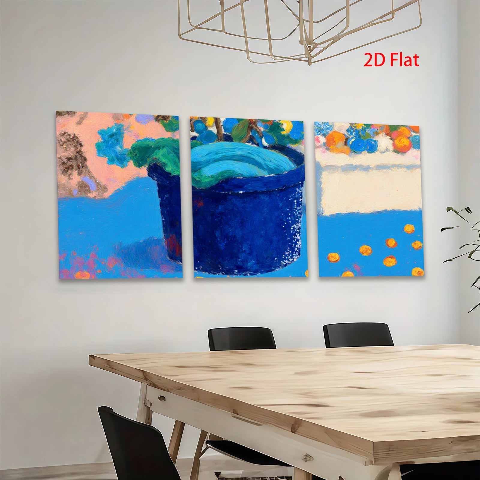 2D flat 1pc vibrant floral still life painting botanical wall decor farmhouse kitchen dining room living room gallery wrapped canvas print modern art