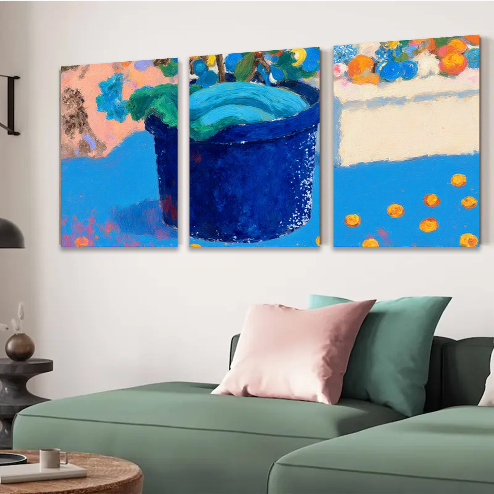 2D flat 1pc vibrant floral still life painting botanical wall decor farmhouse kitchen dining room living room gallery wrapped canvas print modern art