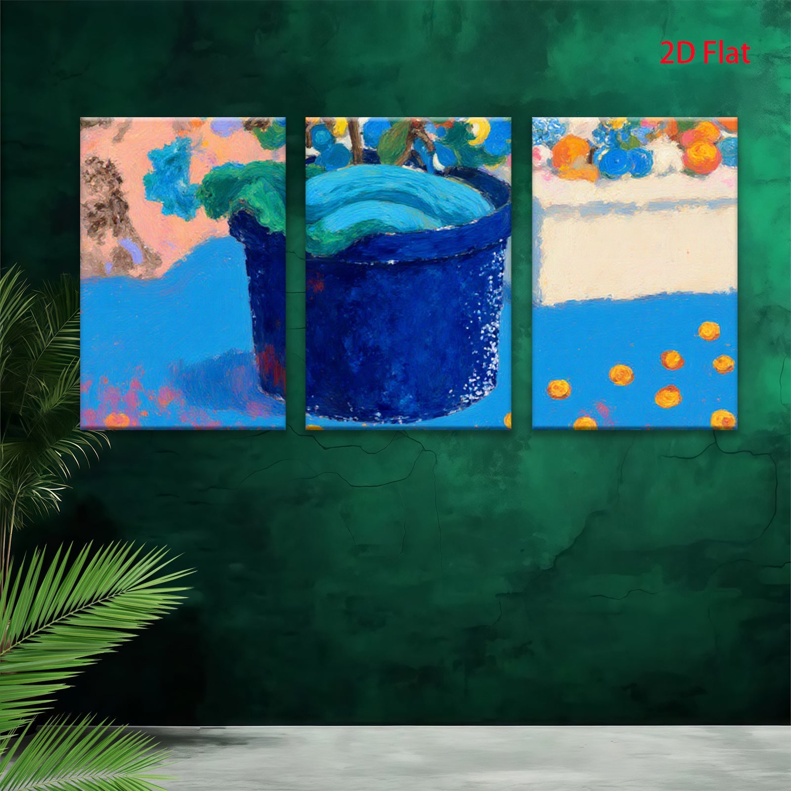 2D flat 1pc vibrant floral still life painting botanical wall decor farmhouse kitchen dining room living room gallery wrapped canvas print modern art
