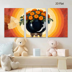 2D flat 1pc vibrant floral still life painting farmhouse wall decor living room bedroom kitchen dining room gallery wrapped canvas modern art